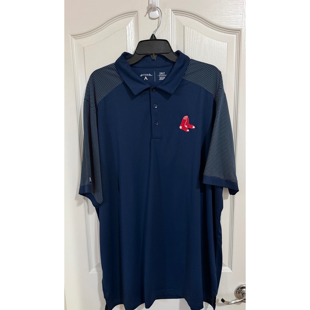 Antigua MLB Boston Red Sox's Navy Blue Polo Embroidered Logo Men's 2XLT Sports